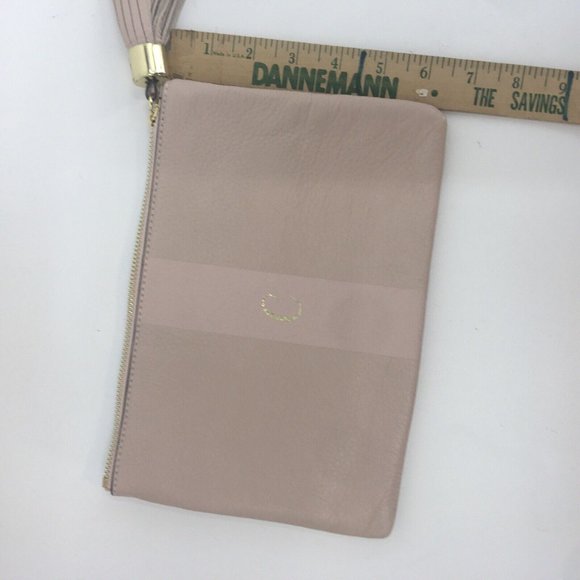 G.I.L.I. Pebble Leather Tassel Ballet Pink Pouch Clutch Bag Monogram Initial C - Picture 8 of 11